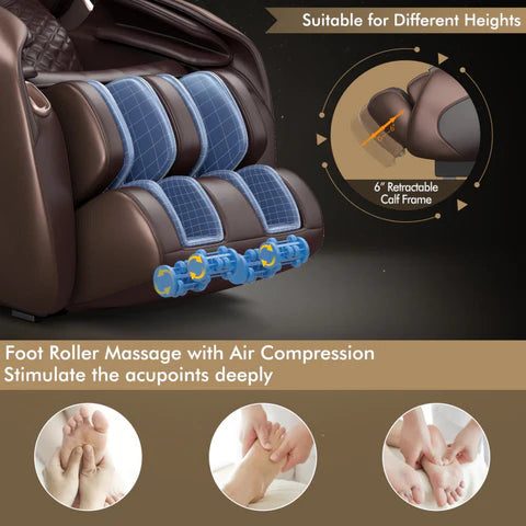 Relaxe retractable calf frame and foot roller massage with air compression